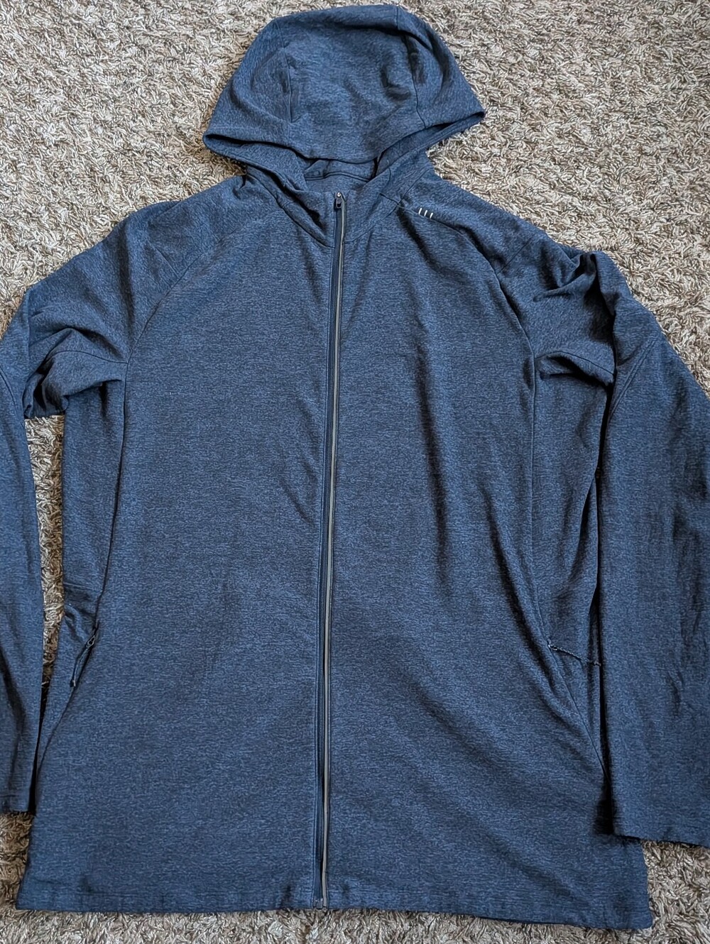 Lululemon Navy Heather Lightweight Surge Warm Full Zip Active Hoodie Men's XL